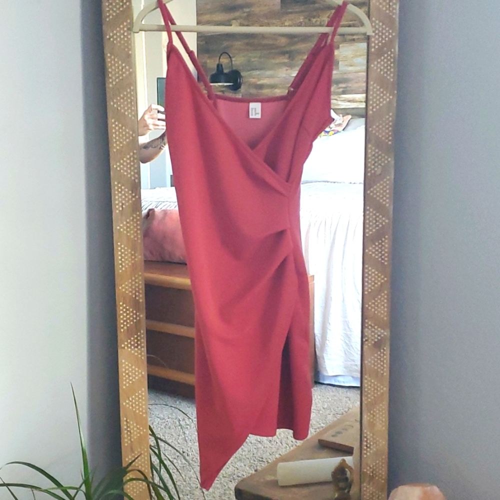 Rosy Pink Spaghetti Strap Asymmetrical Dress sz XS